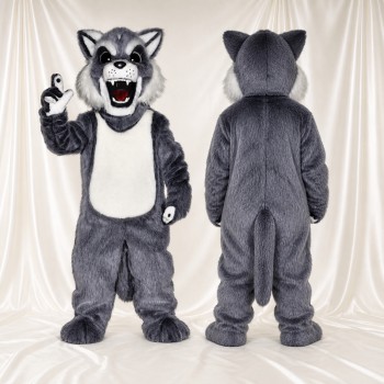 Fierce Gray Wolf Mascot Costume Full Body for Adults Sports Events