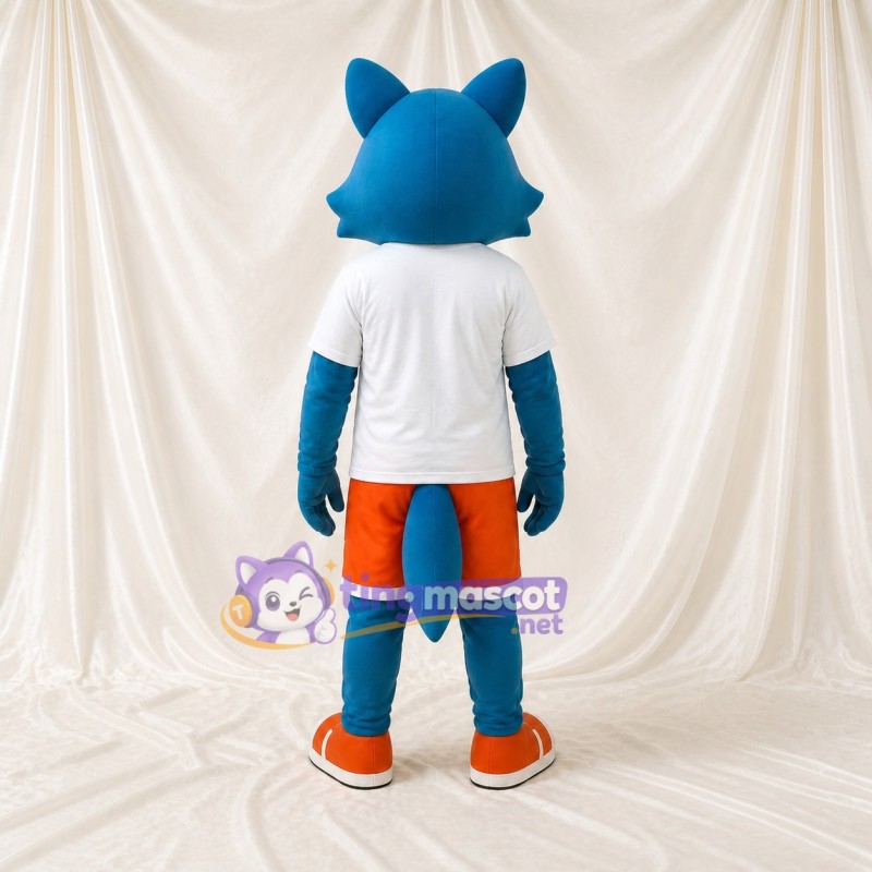 Blue Wolf Mascot Costume Full Body for Adults Sports Events
