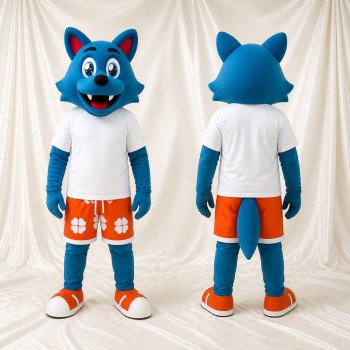 Blue Wolf Mascot Costume Full Body for Adults Sports Events
