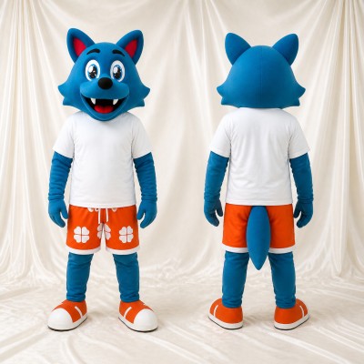 Blue Wolf Mascot Costume Full Body for Adults Sports Events