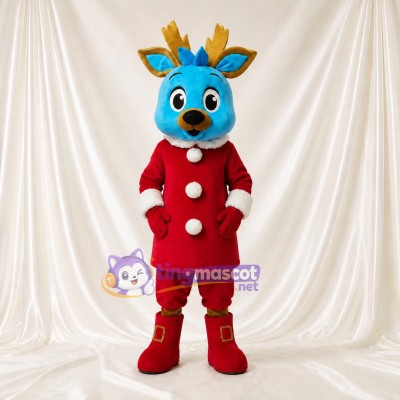 Blue Reindeer Mascot Costume Full Body for Adults Christmas