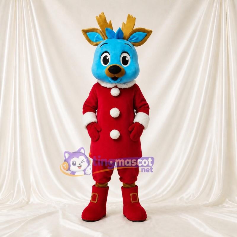 Blue Reindeer Mascot Costume Full Body for Adults Christmas