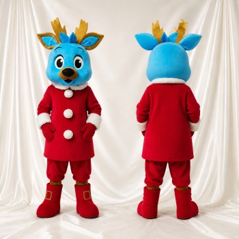 Blue Reindeer Mascot Costume Full Body for Adults Christmas