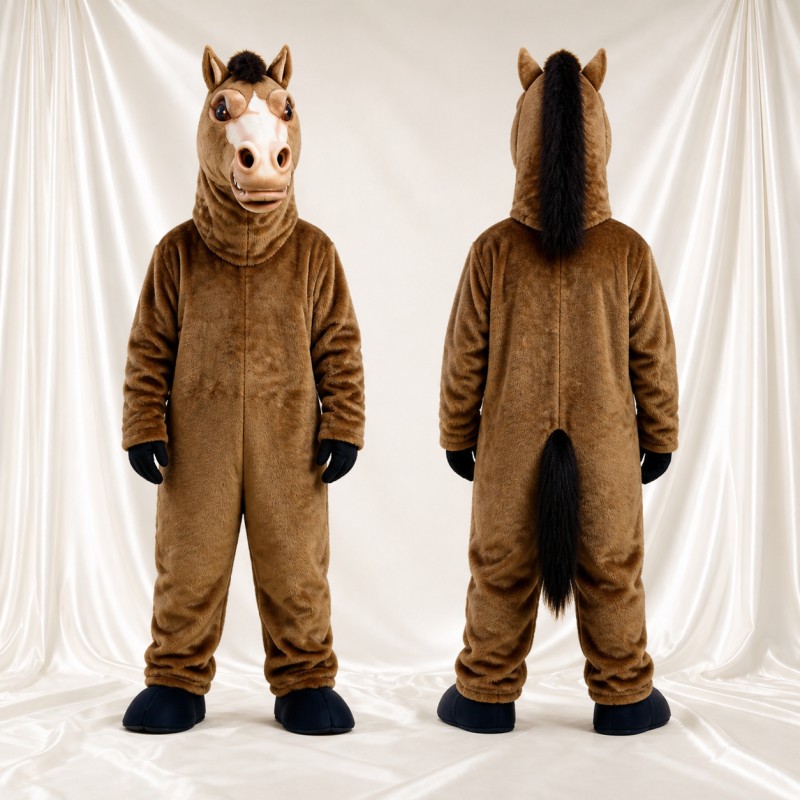 Brown Horse Mascot Costume Full Body for Adults Food Events