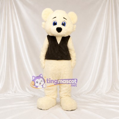 Cream Bear Mascot Costume Full Body for Adults School Events