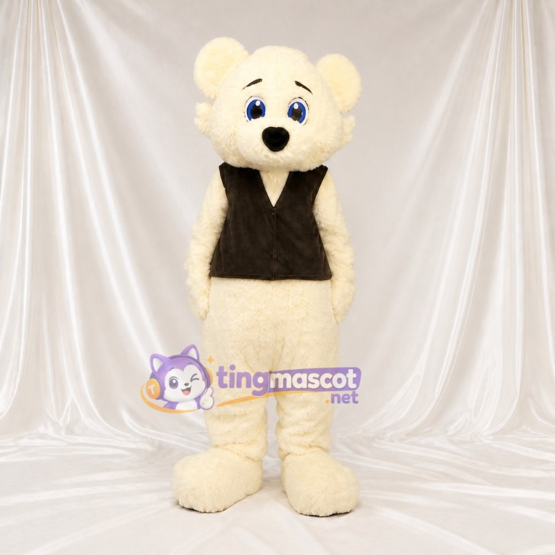 Cream Bear Mascot Costume Full Body for Adults School Events