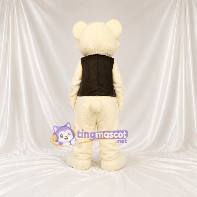 Cream Bear Mascot Costume Full Body for Adults School Events