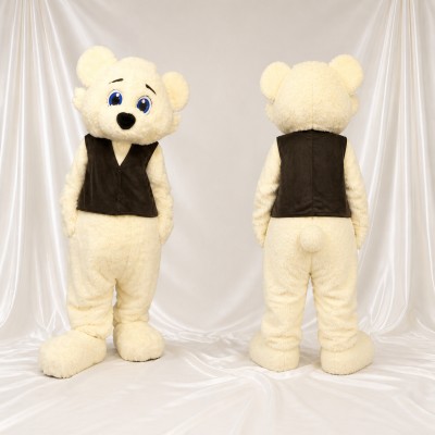 Cream Bear Mascot Costume Full Body for Adults School Events