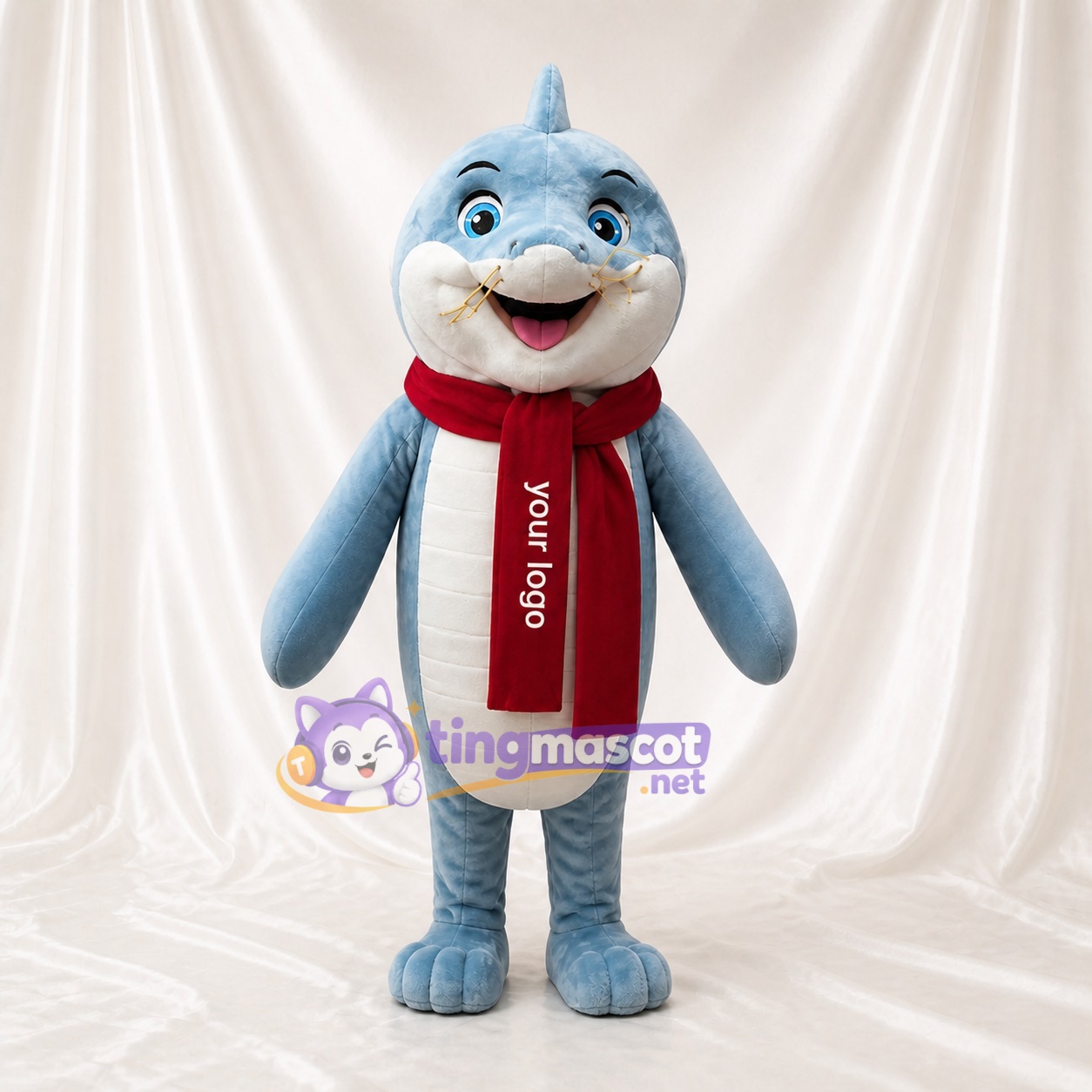 Blue and Red Shark Mascot Costume Full Body for Adults Aquariums Blue and Red Shark Mascot Costume Full Body for Adults Aquariums