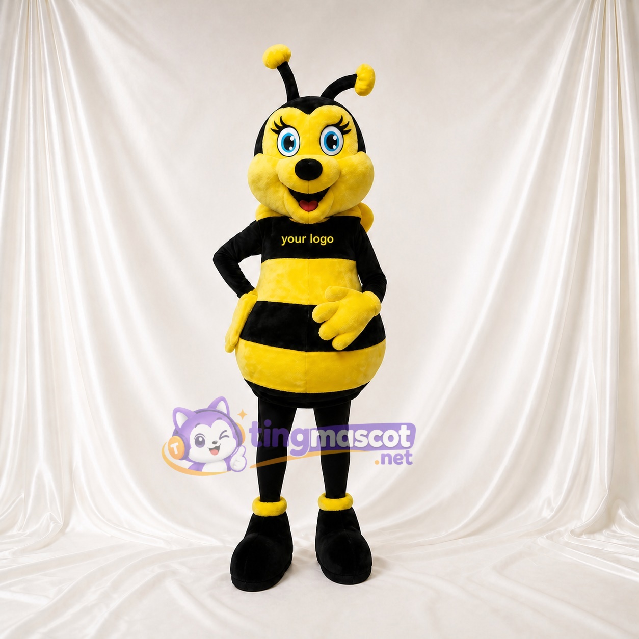 Abeille à antennes rayées Costume de mascotte intégral pour adultes Événements scolaires Abeille à antennes rayées Costume de mascotte intégral pour adultes Événements scolaires