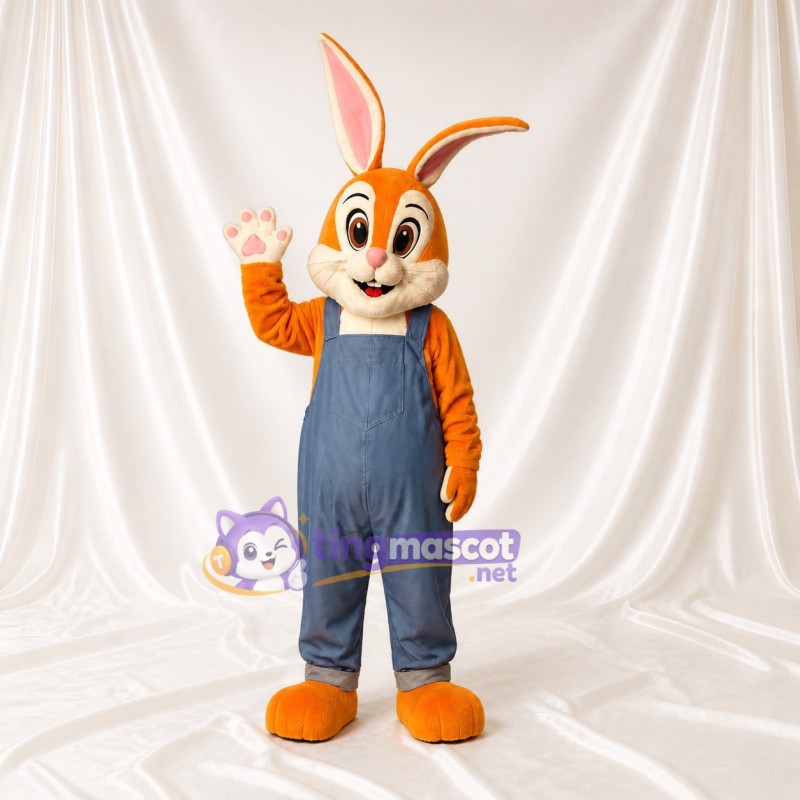 Orange Rabbit Mascot Costume Full Body for Adults School Events