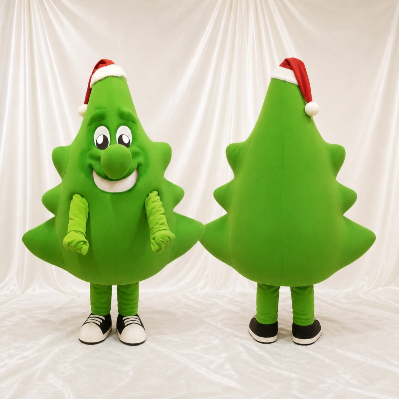 Green Christmas Tree Mascot Costume Full Body for Adults Christmas