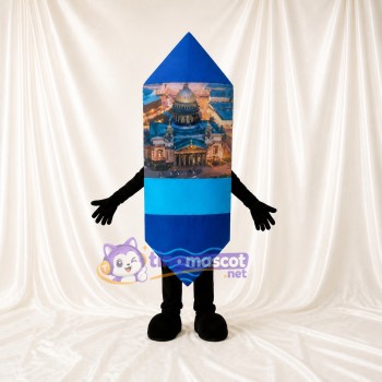 Blue Crayon Character Mascot Costume Full Body for Adults School Events