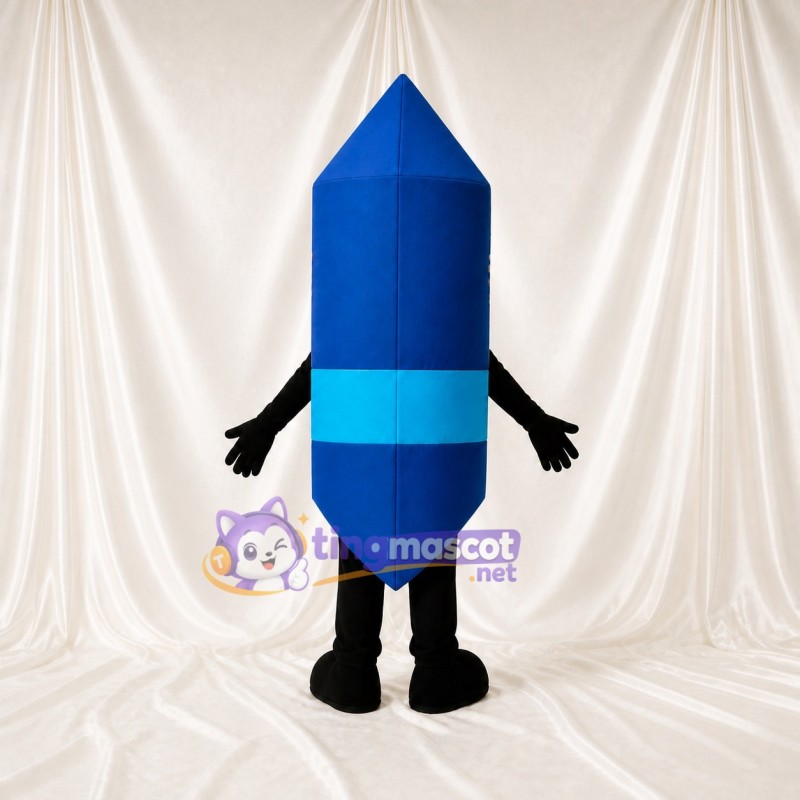 Blue Crayon Character Mascot Costume Full Body for Adults School Events