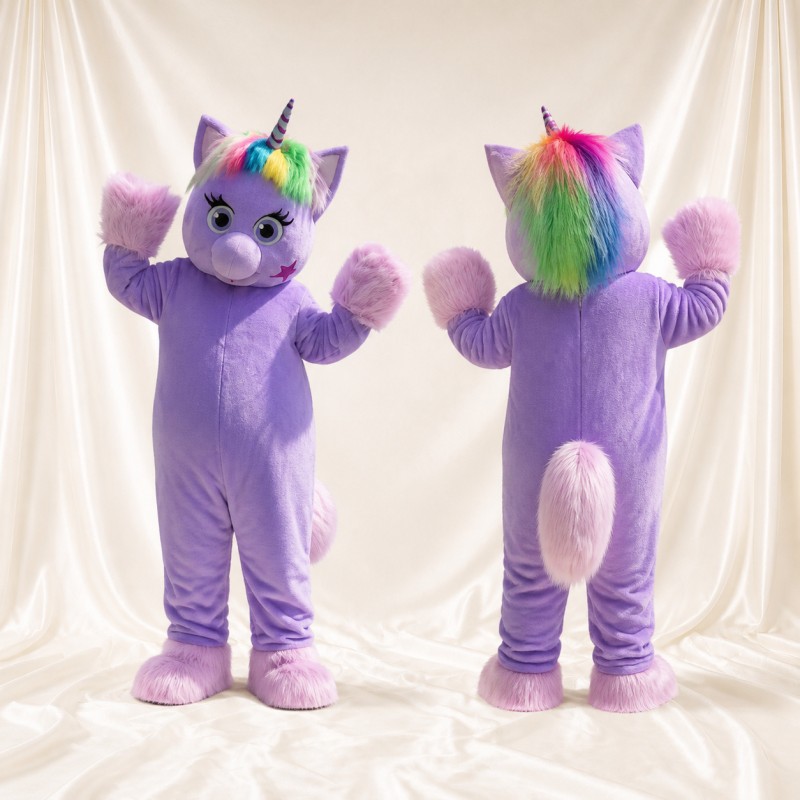 Purple Unicorn Mascot Costume Full Body for Adults School Events