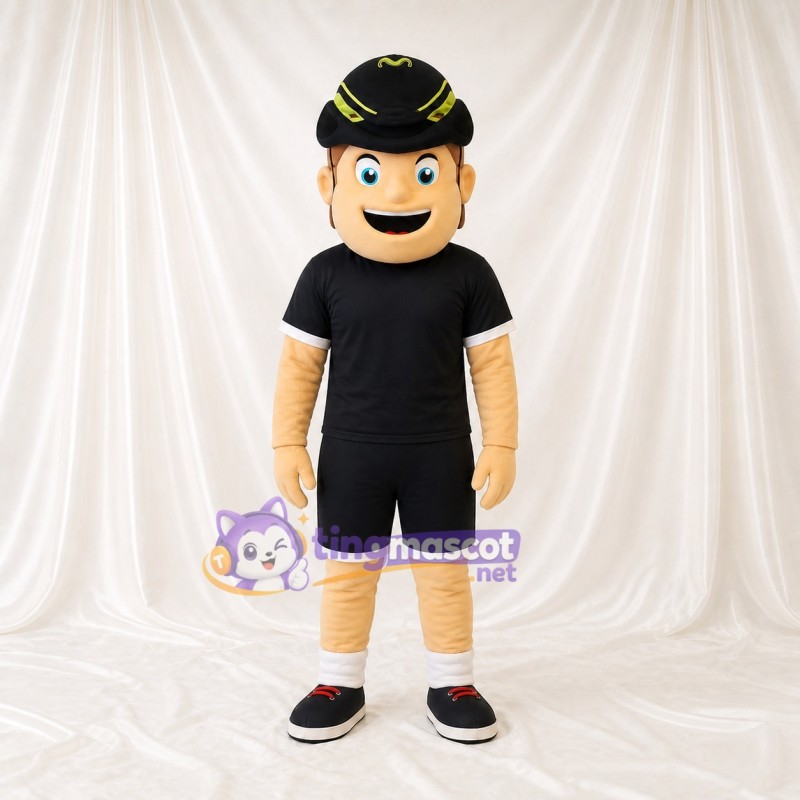 Black Boy Character Mascot Costume Full Body for Adults Sports Events
