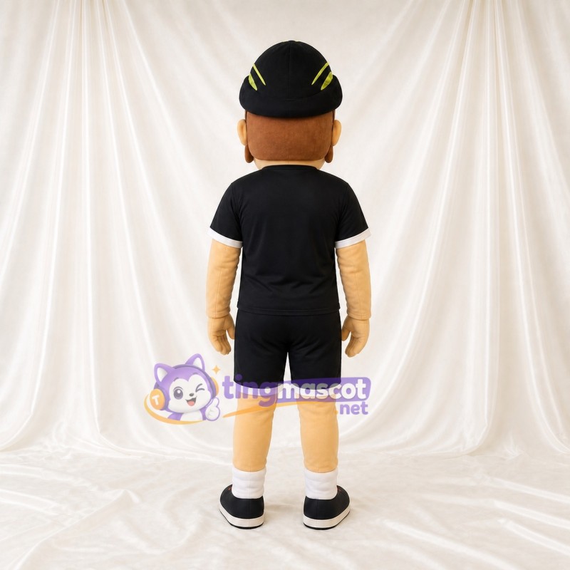Black Boy Character Mascot Costume Full Body for Adults Sports Events