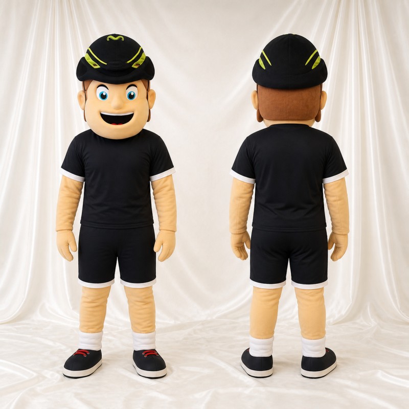 Black Boy Character Mascot Costume Full Body for Adults Sports Events