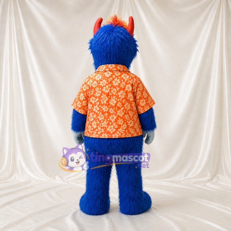Blue and Orange Monster Mascot Costume Full Body for Adults Sports Events