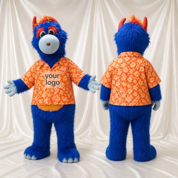 Blaues und oranges Monster Maskottchenkostüm Ganzkörper für Erwachsene Sportveranstaltungen