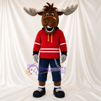 Brown Moose Mascot Costume Full Body for Adults Sports Events