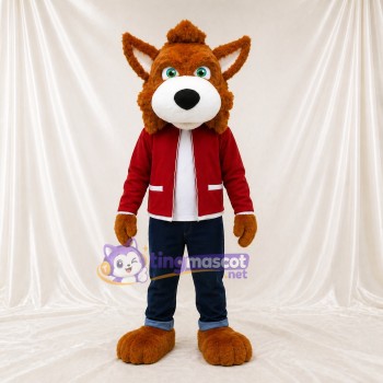 Brown Wolf Mascot Costume Full Body for Adults Sports Events