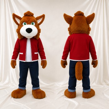 Brown Wolf Mascot Costume Full Body for Adults Sports Events