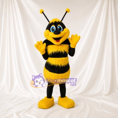 Yellow Striped Long Bee Mascot Costume Full Body for Adults School Events