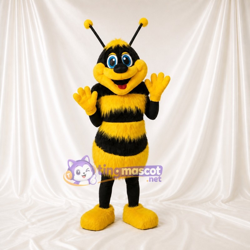 Yellow Striped Long Bee Mascot Costume Full Body for Adults School Events