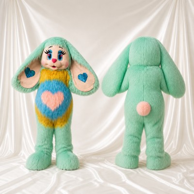 Mint Pink Rabbit Mascot Costume Full Body for Adults School Events