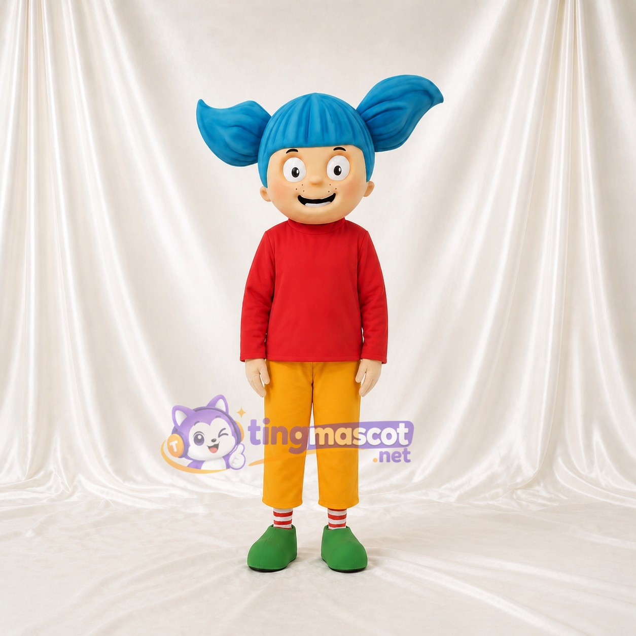 Blue Girl Character Mascot Costume Full Body for Adults School Events Blue Girl Character Mascot Costume Full Body for Adults School Events