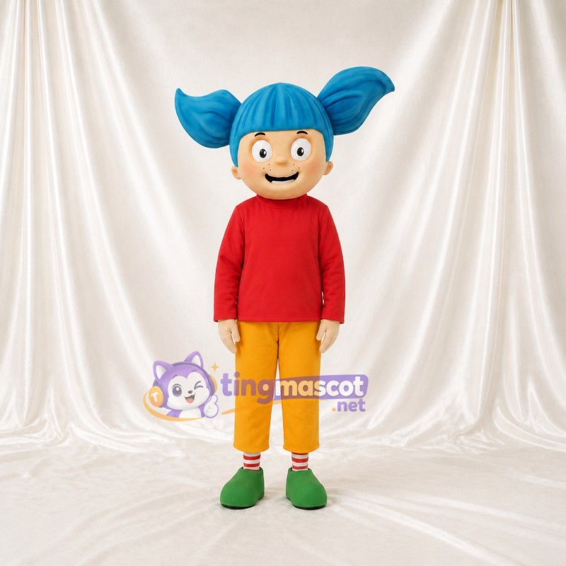 Blue Girl Character Mascot Costume Full Body for Adults School Events