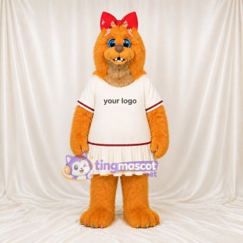 Chat blanc pom pom girl orange Costume de mascotte intégral pour adultes Événements sportifs