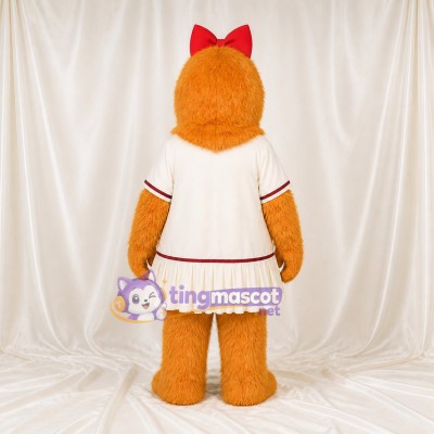 Chat blanc pom pom girl orange Costume de mascotte intégral pour adultes Événements sportifs