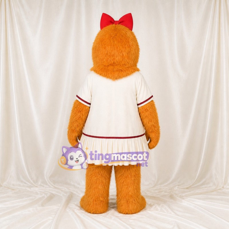 Chat blanc pom pom girl orange Costume de mascotte intégral pour adultes Événements sportifs
