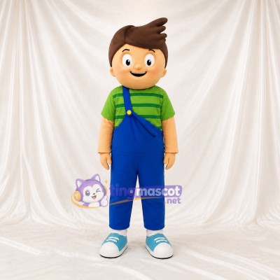 Green Boy Character Mascot Costume Full Body for Adults School Events