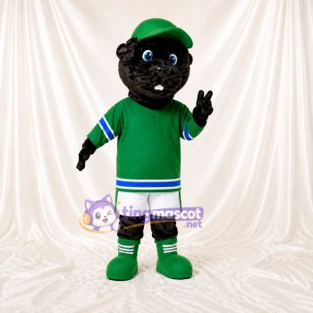 Athletic Black Beaver Mascot Costume Full Body for Adults Sports Events