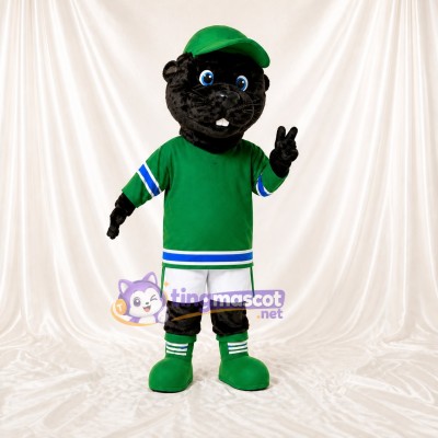 Athletic Black Beaver Mascot Costume Full Body for Adults Sports Events