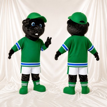Athletic Black Beaver Mascot Costume Full Body for Adults Sports Events