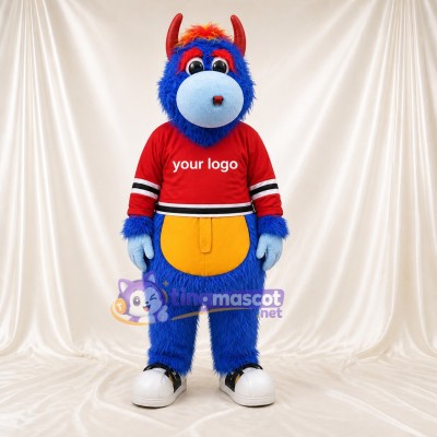 Blue and Red Monster Mascot Costume Full Body for Adults Sports Events