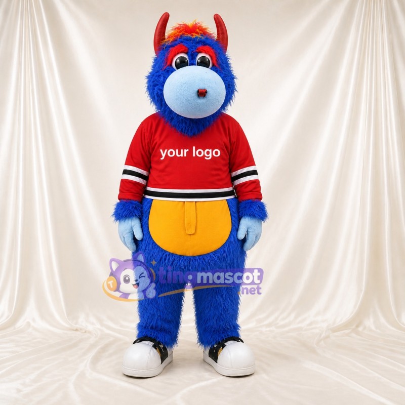 Blue and Red Monster Mascot Costume Full Body for Adults Sports Events