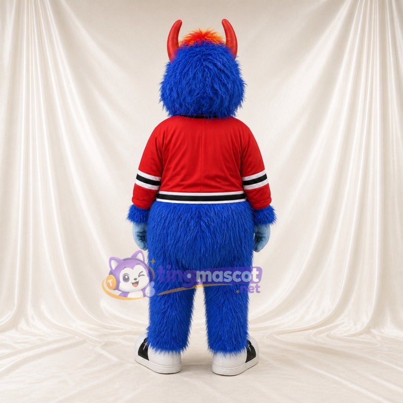 Blue and Red Monster Mascot Costume Full Body for Adults Sports Events