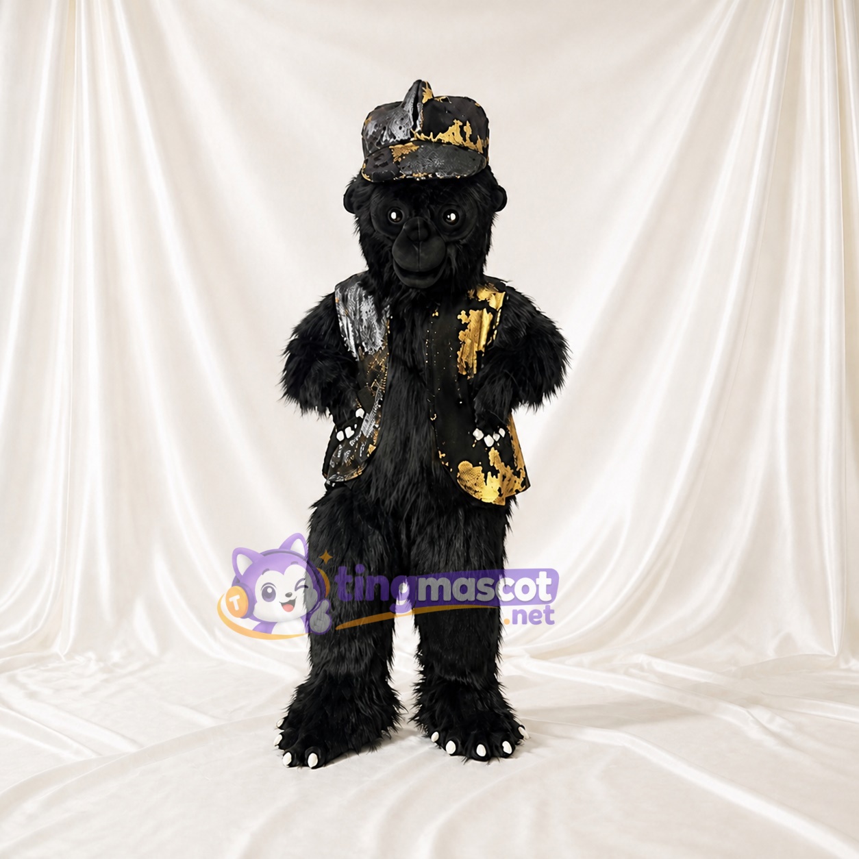 Black Gorilla Mascot Costume Full Body for Adults Sports Events Black Gorilla Mascot Costume Full Body for Adults Sports Events