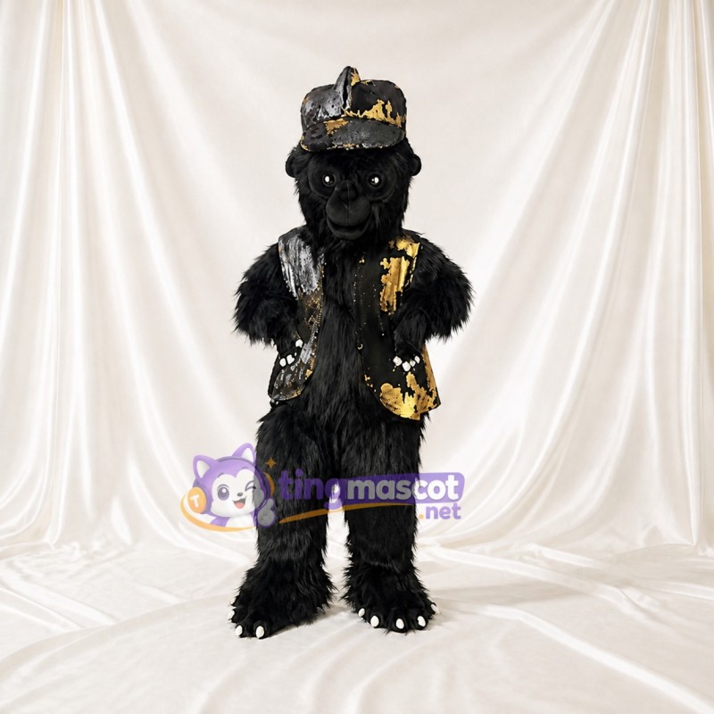 Black Gorilla Mascot Costume Full Body for Adults Sports Events