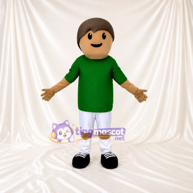 Green Boy Character Mascot Costume Full Body for Adults Sports Events