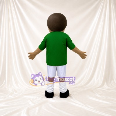 Green Boy Character Mascot Costume Full Body for Adults Sports Events