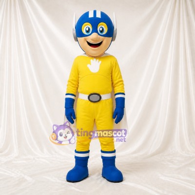 Yellow Superhero Character Mascot Costume Full Body for Adults Sports Events