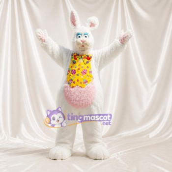 Festive White Rabbit Mascot Costume Full Body for Adults Christmas