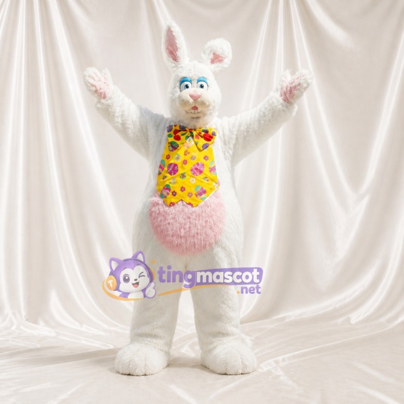 Festive White Rabbit Mascot Costume Full Body for Adults Christmas