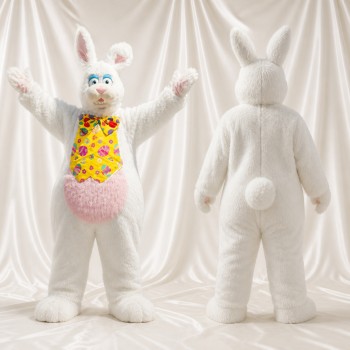 Festive White Rabbit Mascot Costume Full Body for Adults Christmas
